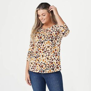 Denim & Co Printed Heavenly Jersey 3/4-Sleeve Top